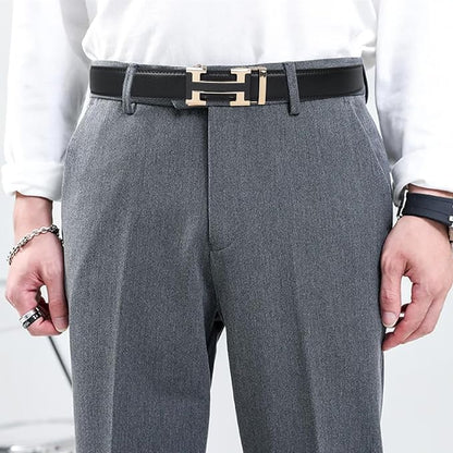 Aurolran Men&Womens Leather Dress Belt Business Automatic Buckle Belt Color-Black Silver Gold