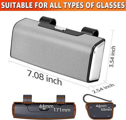 Car Sunglasses Holder for Sun Visor, Button Leather Eyeglass Hanger and Interior Storage Box