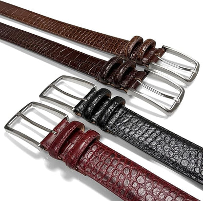 Men's Oil-Tanned Genuine Leather Dress Classic Belt 1-1/8"(30mm) or 1-3/8"(35mm) Wide One Piece Dress Belt
