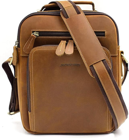 Jack&Chris Leather Messenger Bag for Men, Man Purse Crossbody Bags for Work Business