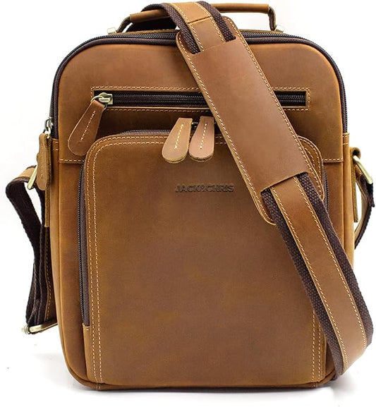 Jack&Chris Leather Messenger Bag for Men, Man Purse Crossbody Bags for Work Business
