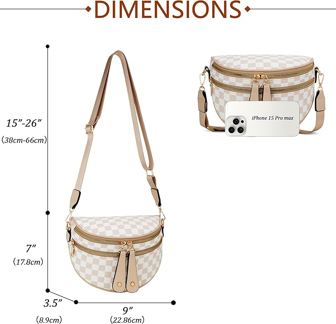KKXIU Crossbody Sling Bag for Women Trendy Fanny Pack Vegan Leather Chest Bag | Trendy