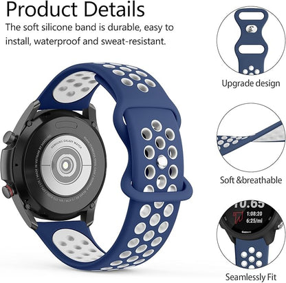 Meliya 20mm 22mm Watch Bands Quick Release Replacement Wristband, Soft Silicone Bands Breathable Sport Replacement Straps for Men Women