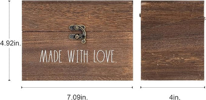 Rae Dunn Rustic Wooden Storage Box - 5x7 inches - Multipurpose Organizer - Recipe Box with Lid and Metal Clasp - Style 4