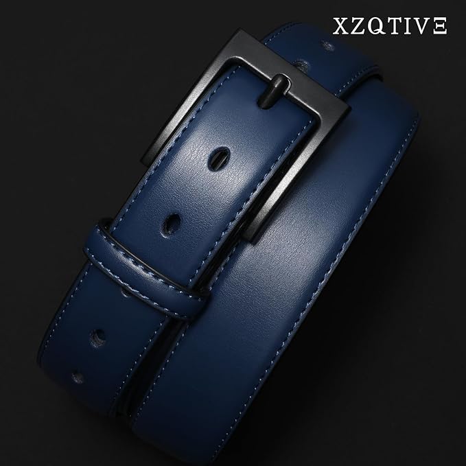 XZQTIVE TSA Belt For Men Metal Free Dress Belts Hypoallergenic Leather Belt With Black Buckle Nickle Free