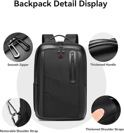 CROSSGEAR Business Commuter Backpack for Men, 26-32L Expandable Travel Laptop Backpack, Fit 15.6 Inch Laptop, Waterproof Computer Work Commute Daypack, Black