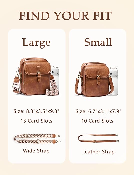 Crossbody Bag for Women Men, Vegan Leather Anti-Theft Messenger Shoulder Bag, Vintage Cross Body Purse with Card Slots