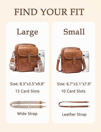 Crossbody Bag for Women Men, Vegan Leather Anti-Theft Messenger Shoulder Bag, Vintage Cross Body Purse with Card Slots