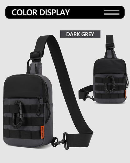 Peicees Small Anti Theft Sling Bag for Men, Tactical Inspired Waterproof Utility EDC Mini Crossbody Chest Bag for Travel Work Sport (Dark Grey)
