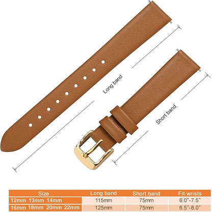ANNEFIT Watch Bands for Men Women, Top Grain Leather Watch Strap with Quick Release, Band Width 12mm 13mm 14mm 16mm 18mm 20mm 22mm