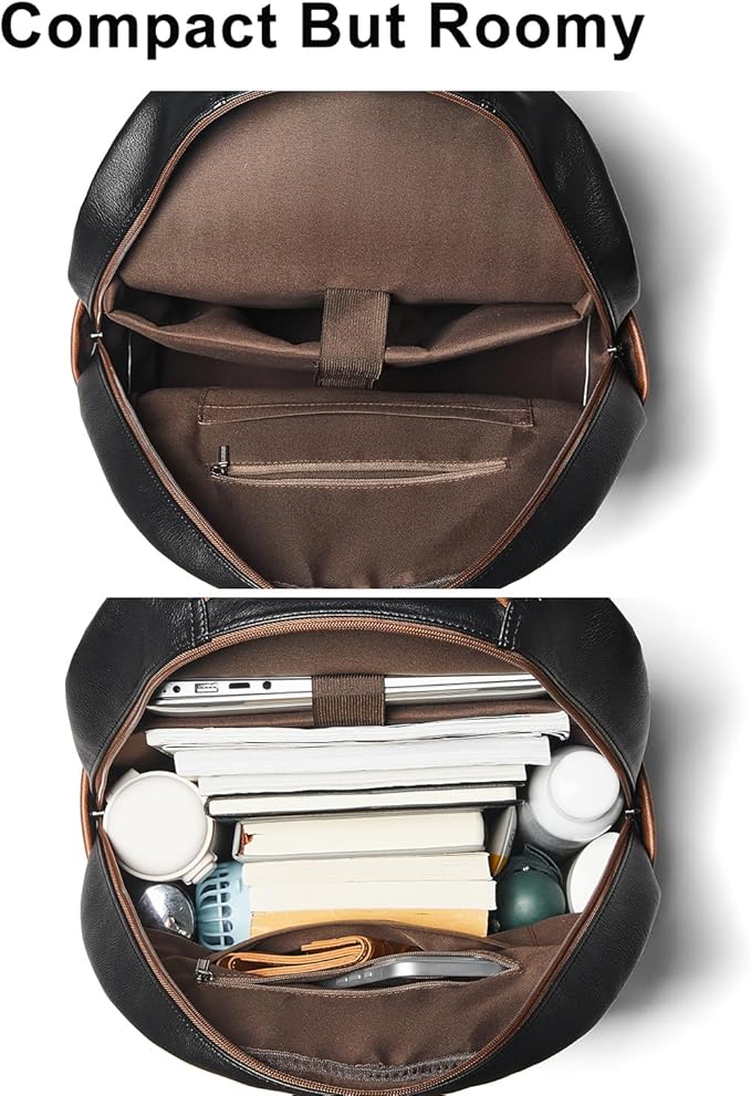 Leresas 37L Backpack Purse for Women Mens for Work Travel Back Pack Vegan Leather Business Teacher Book Bag Fashion Computer Daypack Back Pack Brown Black