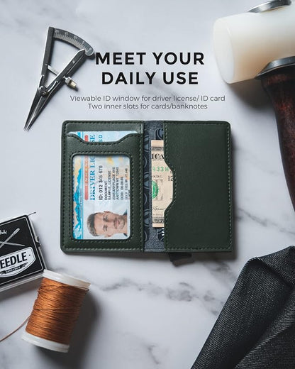 VULKIT Slim Pop up Wallet for Women Minimalist Credit Card Holder with Leather Slots Men's Bifold RFID Blocking Metal Wallets