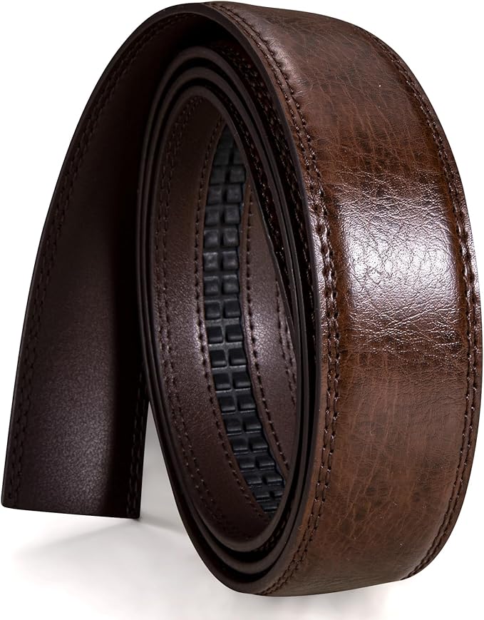 Dubulle Designer Mens Belts, Sliding Automatic Buckle Ratchet Dress Belt TOP Genuine Leather Strap Gifts