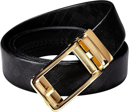 Dubulle Men's Ratchet Belt Gold/Black/Red/Green/Blue/White Automatic Buckle Business Casual Belt Gift - Adjustable Fit