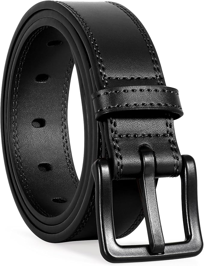 VONMELLI Nickel Free Leather Belt for Men, Non Metal TSA Approved Men’s Belt for Jeans with Hypoallergenic Buckle