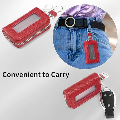 SENDEFN Universal Car Key Fob Case Leather Smart Remote Keychain Protector Holder