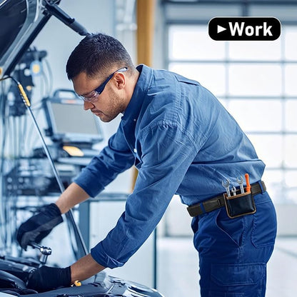 SANSTHS Mechanic Buckless Belts for Men, No Scratch Leather Work Belt Hook & Loop Tsa Belt for Technician Travel Gifts