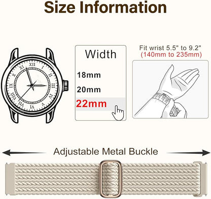 SNBLK 3 Pack 18mm 20mm 22mm Braided Watch Band Compatible with Garmin Vivoactive 5 Watch Bands/Vivoactive 6/3/4s, Quick Release Adjustable Elastic Nylon Loop Strap for Venu 3S/2S/Venu 3/2 Women Men