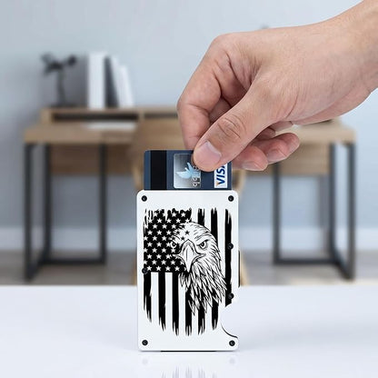 Flag Wallet for Men Minimalist Personalized Engraved Metal Wallet Slim Wallet Gifts for Soldiers Veteran Patriots (Flag 4)