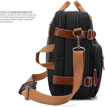 CoolBELL Convertible Backpack Messenger Shoulder Bag Laptop Case Handbag Business Briefcase Multi-Functional Travel Rucksack Fits 17.3 Inch Laptop for Men/Women (Black)