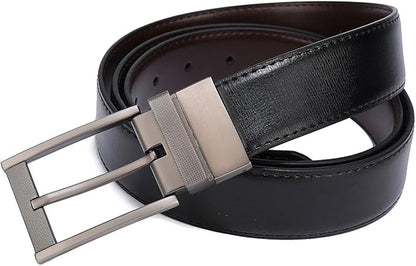 Belts for Men Reversible Leather 1.25” Waist Strap Fashion Dress Buckle Beltox