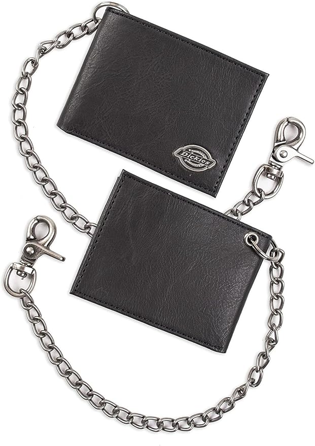 Dickies Men's RFID Everyday Leather Bifold Chain Wallet Black