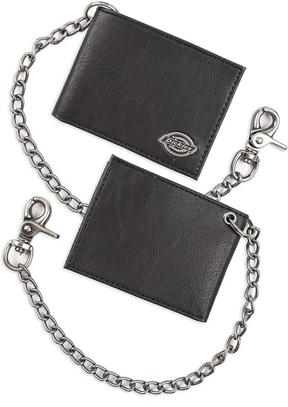 Dickies Men's RFID Everyday Leather Bifold Chain Wallet Black