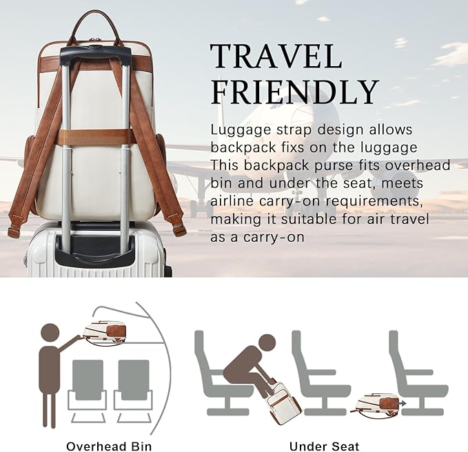 Shrrie Leather Laptop Backpack for Women with 17 inch Vegan Leather Computer Backpack Purse for Travel College Work