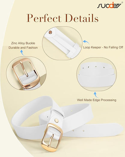 SUOSDEY Women Belts For Jeans Dresses Pants Ladies Leather Waist Belt with Elegant Buckle, Width 1.3"