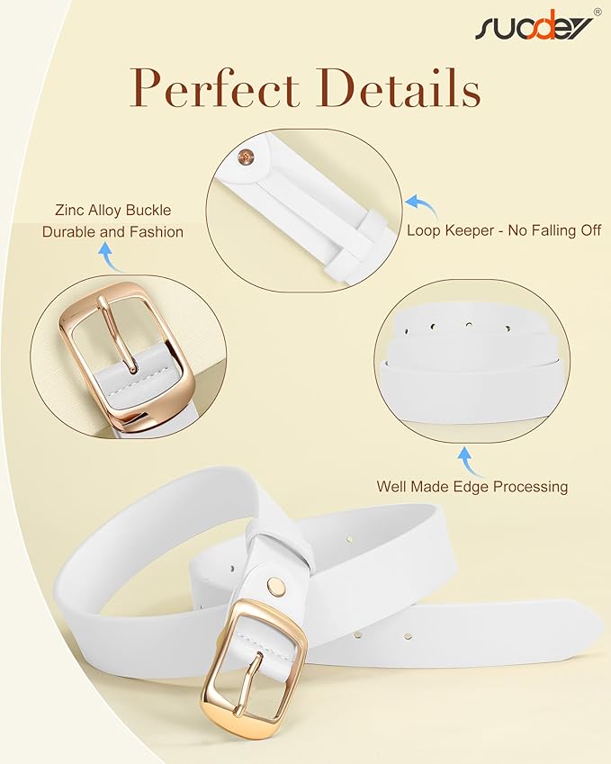 SUOSDEY Women Belts For Jeans Dresses Pants Ladies Leather Waist Belt with Elegant Buckle, Width 1.3"