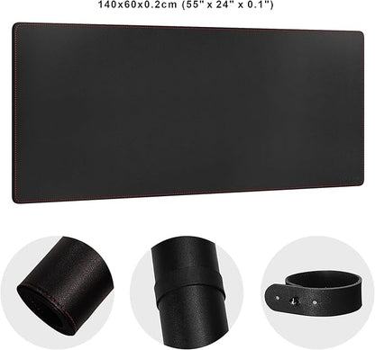ZORESYN 4XL Oversized Large Mouse Pads (55" x 24") - PU Leather Extended Large Gaming Mousepad Desk Mat - Nonslip Base and Waterproof Desktop Keyboard Extended Mouse Mat (Black, 4XL - Oversized)
