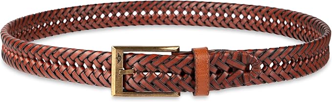 DOCKERS Men's Braided Leather Belt, Fully Adjustable Casual Strap for Everyday Wear