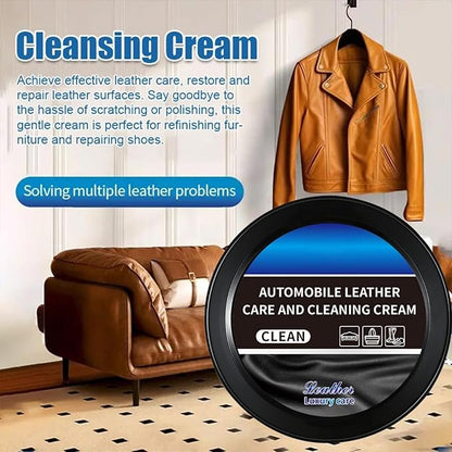 Leather Balm for Cars, Leather Cleaner and Conditioner for Car Interior, Multifunctional Cleaning and Care Cream & Cleaning Paste, Deep Cleaner & Leather Repair Kit for Furniture, Shoes, Bags (1PC)