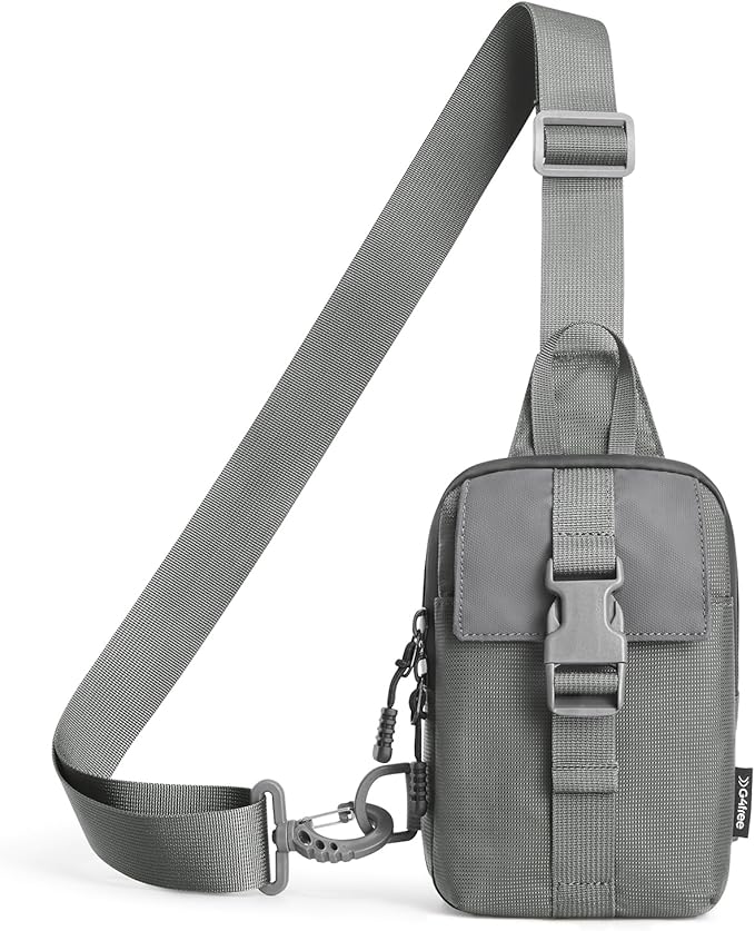 G4Free Waterproof Mini Crossbody Sling Bag, Small Chest Fanny Pack for Men, Lightweight Travel Sports Purse (Grey)