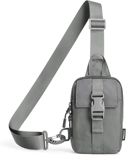 G4Free Waterproof Mini Crossbody Sling Bag, Small Chest Fanny Pack for Men, Lightweight Travel Sports Purse (Grey)