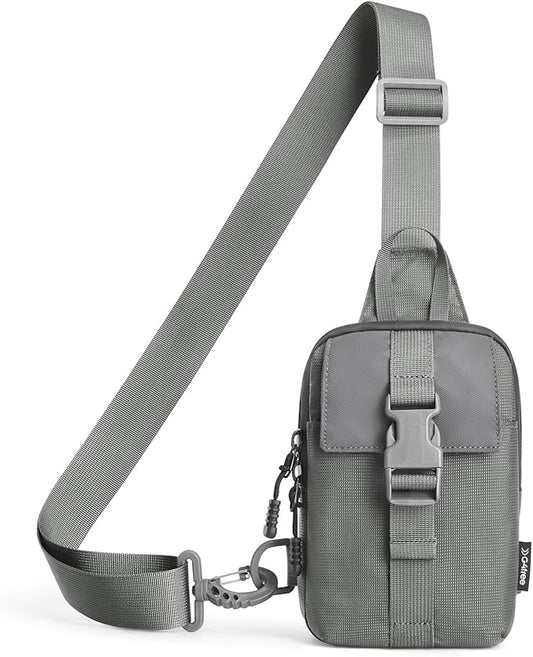G4Free Waterproof Mini Crossbody Sling Bag, Small Chest Fanny Pack for Men, Lightweight Travel Sports Purse (Grey)