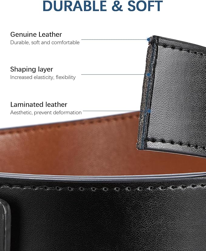 BOSTANTEN Mens Belt Leather Ratchet Belt For Men Dress and Casual with Adjustable Buckle, Trim to Fit