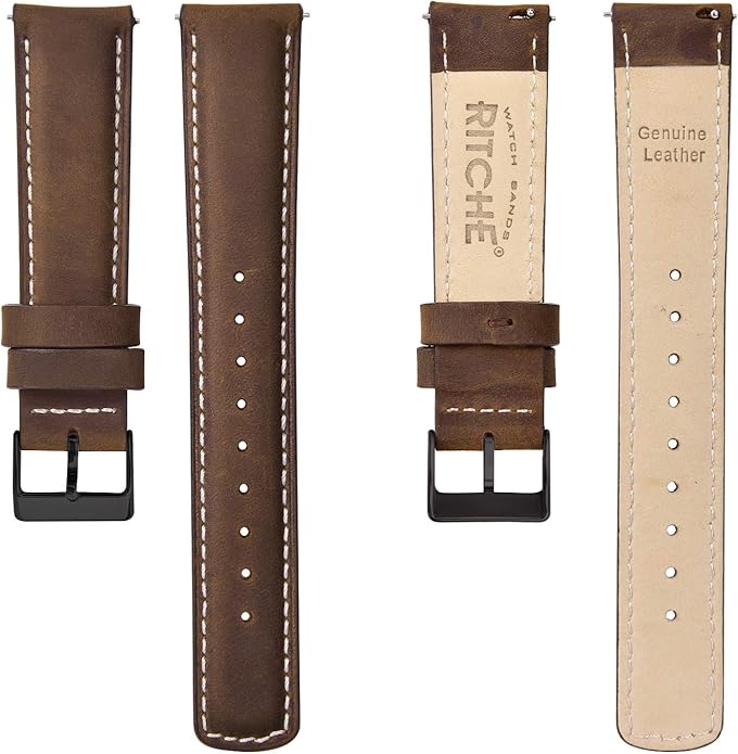 Ritche Christmas Gift Quick Release Leather Watch Bands Genuine Watch Straps for Men Women Top Grain Leather Watch Strap, White Elephant Gifts, Stocking Stuffers for Men, Father's Day gifts