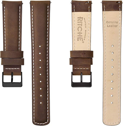 Ritche Christmas Gift Quick Release Leather Watch Bands Genuine Watch Straps for Men Women Top Grain Leather Watch Strap, White Elephant Gifts, Stocking Stuffers for Men, Father's Day gifts