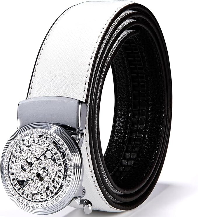 Dubulle Designer Mens Belts, Sliding Automatic Buckle Ratchet Dress Belt TOP Genuine Leather Strap Gifts