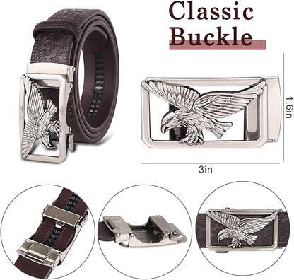Aurolran Men&Womens Leather Dress Belt Business Automatic Buckle Belt Color-Black Silver Gold