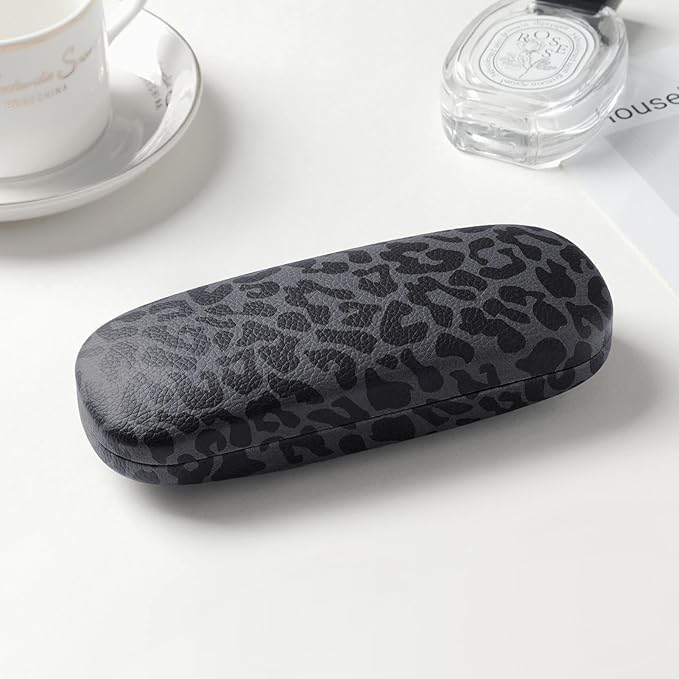 Glasses Case Hard Shell, Leather Protective Case for Sunglasses with Cleaning Cloth, Cute Eyeglass Cases for Women