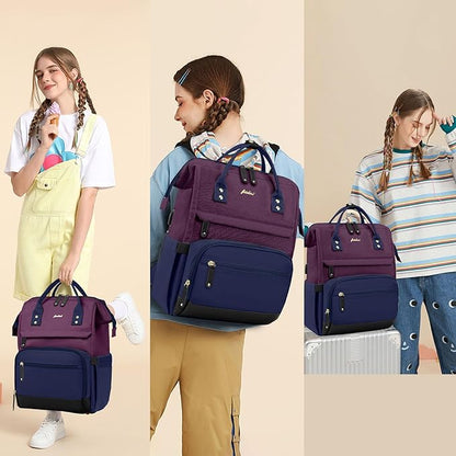 Laptop Backpack for Womem Work Bags: 15.6 Inch Travel BackPacks With USB Charging Port Anti Theft Fashion College BookBag Durable Back Pack Purse Bussiness Daypack for Nurse Teacher Purple Blue