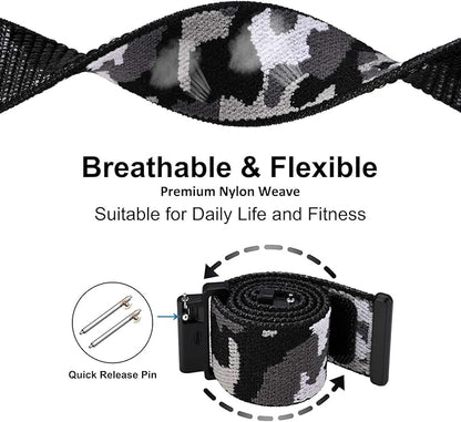 WOCCI 18mm Adjustable Nylon Watch Band, Quick Release Sport Loop Strap (City Camo)