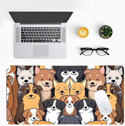 Positively Adorable Dog Desk Mat - 23.62 * 11.81in Desk Pad, Large Non-Slip PU Leather Pad for Aesthetic Home Office & Gaming,A Gift for Dog Lovers