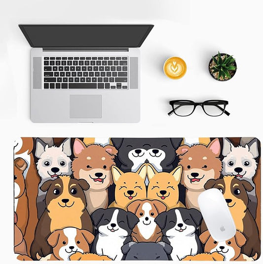 Positively Adorable Dog Desk Mat - 23.62 * 11.81in Desk Pad, Large Non-Slip PU Leather Pad for Aesthetic Home Office & Gaming,A Gift for Dog Lovers