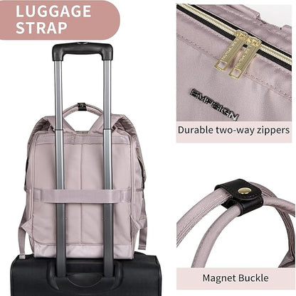 EMPSIGN 15.6 Inch Laptop Backpack for Women, Computer Travel Business Work Bag, Water Repellent College Casual Daypack with USB Port, Dusty Pink