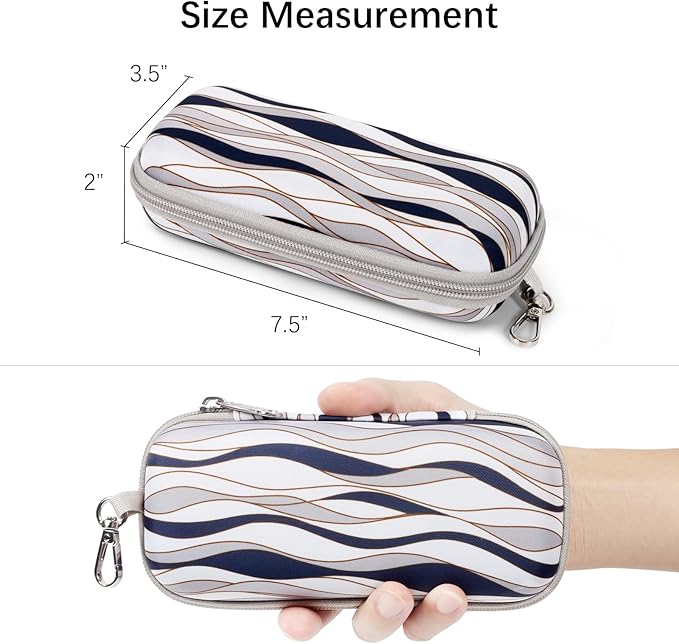 Double Eyeglasses Case Hard Shell Dual Sunglasses Organizer with Zipper Closure Travel Eyewear Storage for Vehicle