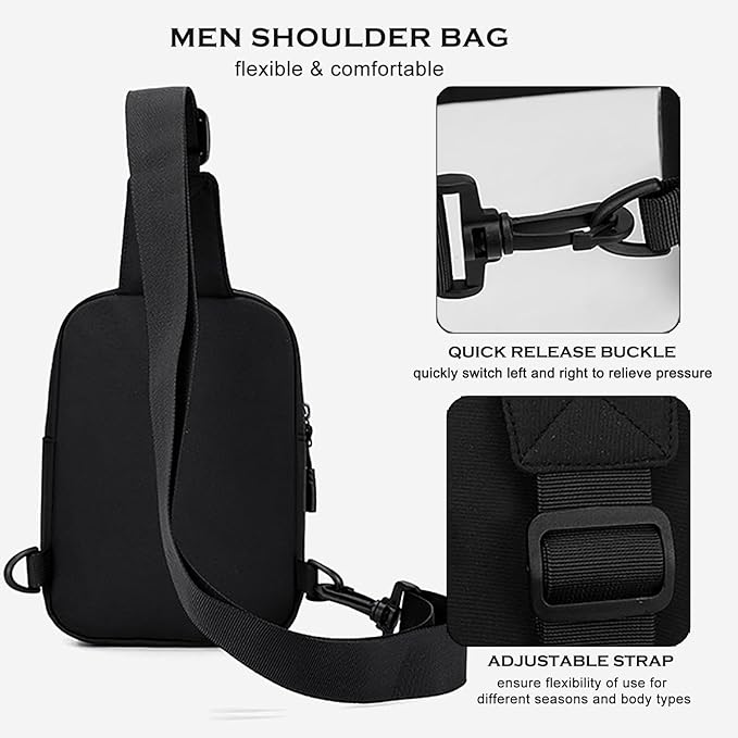 Mini Sling Bag for Men Small Crossbody Bag Dual Pocket Water Resistant Small Chest Bags for Travel Running Phone Holder (Coffee)