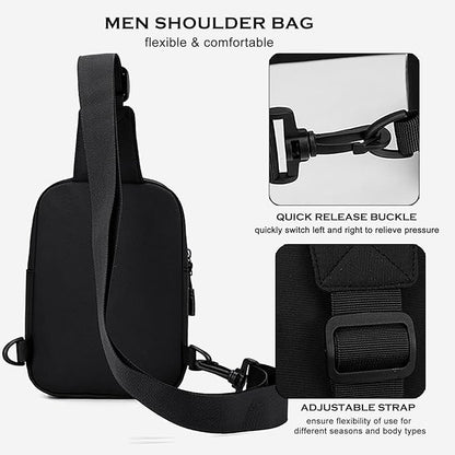 Mini Sling Bag for Men Small Crossbody Bag Dual Pocket Water Resistant Small Chest Bags for Travel Running Phone Holder (Gray)